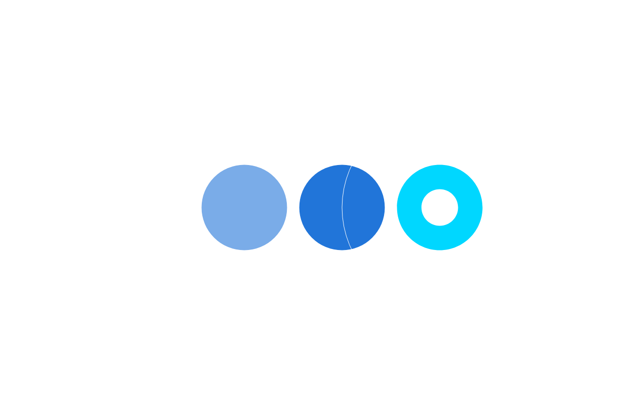 illustrazione di quattro sfere colorate unite da un cerchio bianco